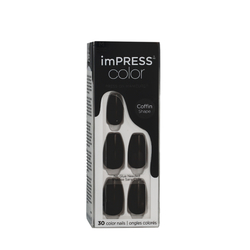 KISS imPRESS color Press-On Manicure M (512 All Black) 30 pcs