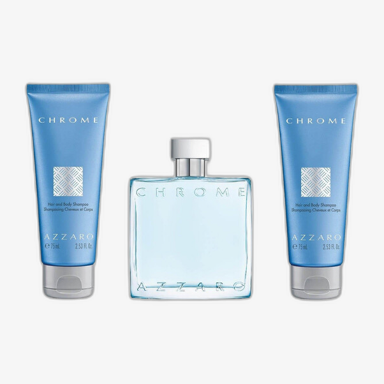 Набор Azzaro Chrome EDT: туалетная вода, миниатюра и шампунь для волос и тела