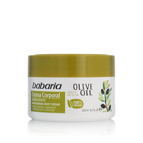Babaria Olive Oil Moisturising Body Cream shown in its product packaging