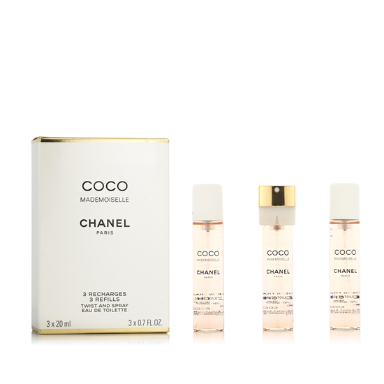 Chanel Coco Mademoiselle EDT rinkinys su dviem flakonais ir purškiamu flakonu