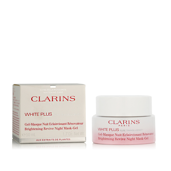 Clarins White Plus naktinė gelinė veido kaukė produkto nuotraukoje
