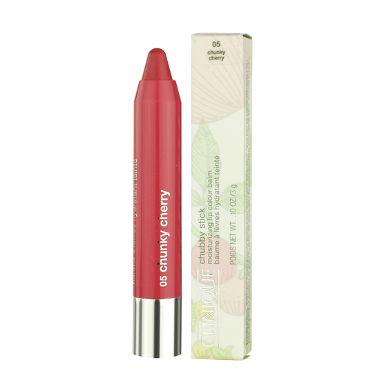 Clinique Chubby Stick 05 Chunky Cherry lūpų balzamas vyšninio atspalvio pakuotėje