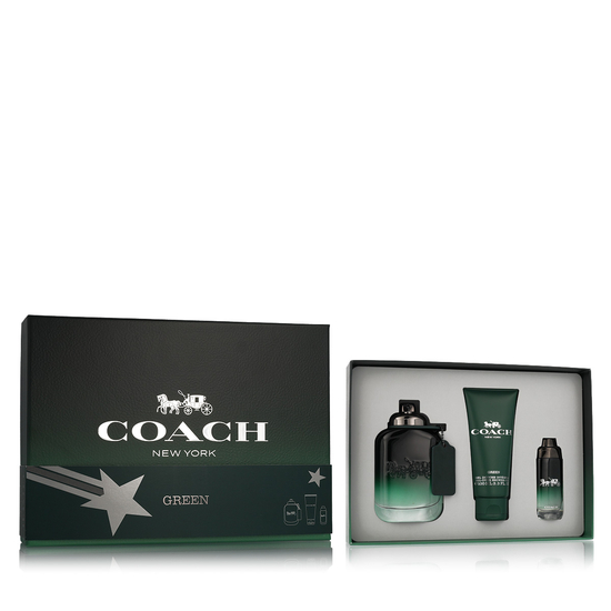 Coach Green EDT gift set with mini fragrance and body & hair spray