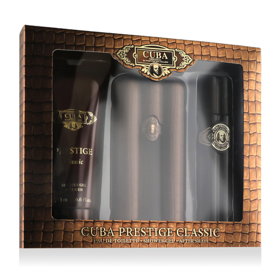 Cuba Prestige EDT gift set with aftershave and shower gel bottles