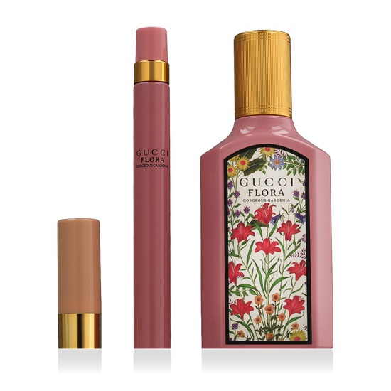 Gucci Flora Gorgeous Gardenia EDP rinkinys su miniatiūra ir lūpų dažais