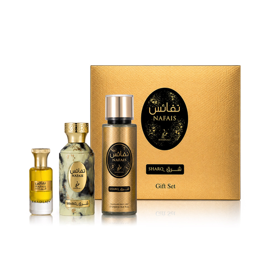 Khadlaj Nafais Sharq EDP 100 ml + Perfumed Oil 24 ml + Bodyspray 250 ml
