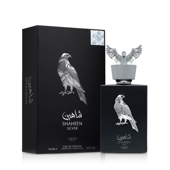 Lattafa Pride Shaheen Silver 100 ml unisex Eau de Parfum bottle