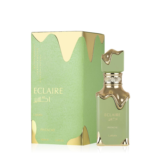 Lattafa Eclaire Pistache EDP unisex gourmand perfume bottle