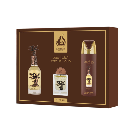 Lattafa Pride Eternal Oud: флаконы EDP 100 и 20 мл, дезодорант 200 мл