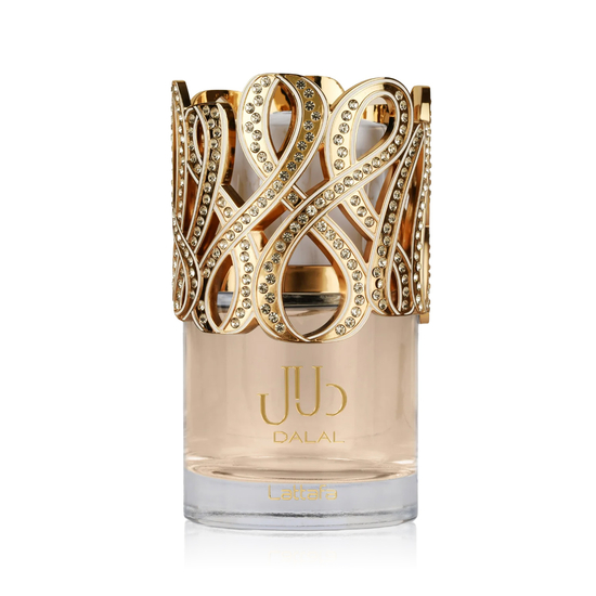 Lattafa Dalal EDP unisex perfume bottle with a floral-woody scent profile