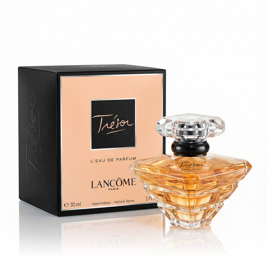 Lancôme Trésor EDP perfume bottle, presented as a floral Eau de Parfum