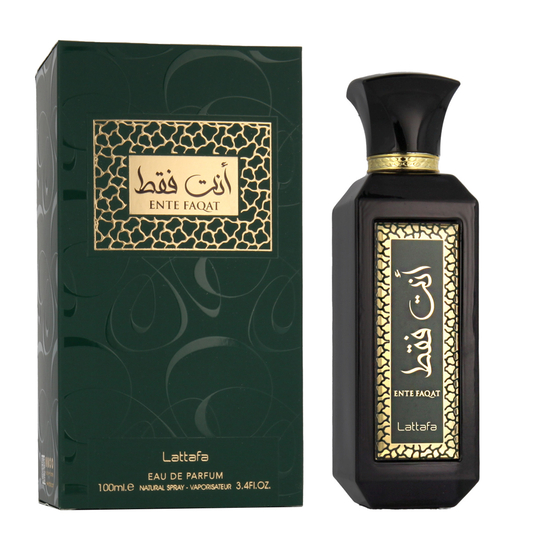 Lattafa Ente Faqat EDP unisex perfume in its bottle