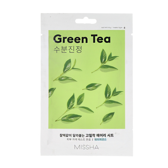 MISSHA Airy Fit Green Tea 19 g lakštinė veido kaukė pakuotės nuotraukoje
