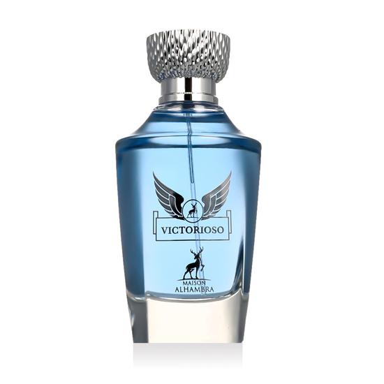 Maison Alhambra Victorioso EDP bottle, a unisex fragrance with woody amber notes