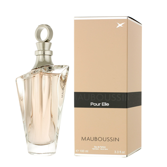 Mauboussin Pour Elle Eau de Parfum kvepalų flakonas, gėlių ir vaisių aromatas