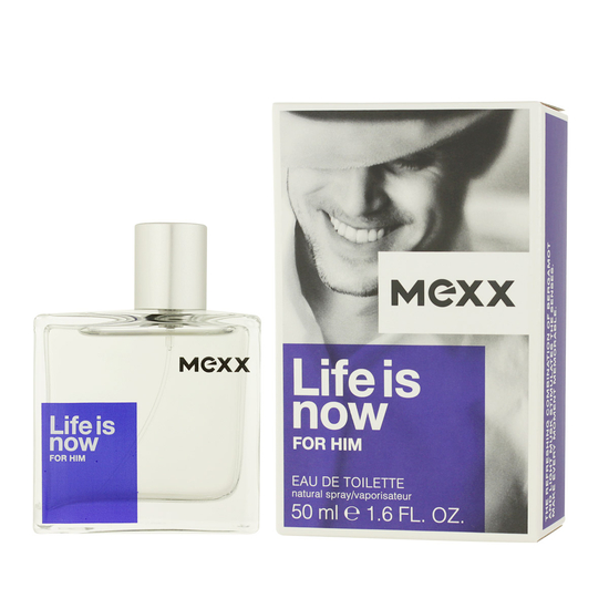Mexx Life is Now for Him Eau de Toilette bottle, 50 ml fragrance