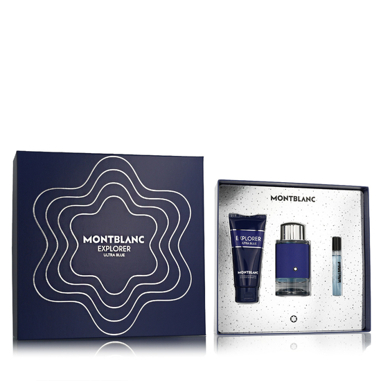 Montblanc Explorer Ultra Blue gift set featuring EDP, 7.5 ml mini and body & hair shower gel