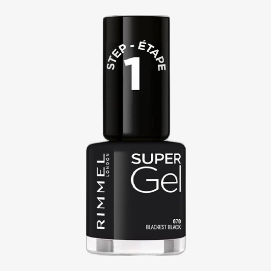 Rimmel London Super Gel STEP1 070 Black Obsession gelinis nagų lakas