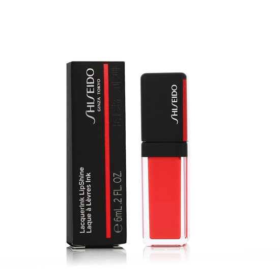 Shiseido LacquerInk LipShine 305 Red Flicker lip gloss in a vivid red shade