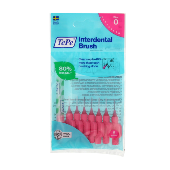 TePe Original rožiniai tarpdančių šepetėliai, 0,4 mm, 8 vnt. pakuotė