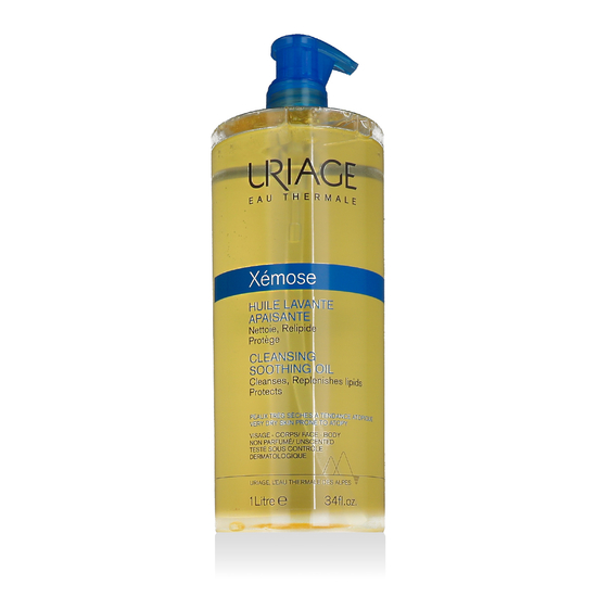 Uriage Xémose Cleansing Soothing Oil shown as a body-care cleanser