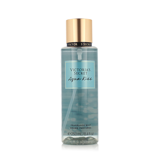 Victoria's Secret Aqua Kiss kūno purškiklis produkto pakuotės nuotraukoje