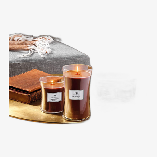 WoodWick Medium Hourglass Candles Scented Candle Stone Washed Suede