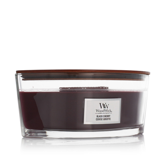 WoodWick Ellipse Black Cherry kvapioji žvakė su mediniu dagčiu