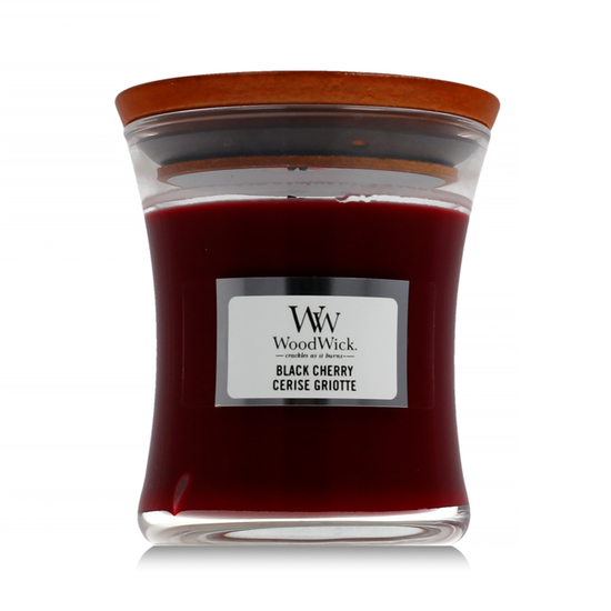 WoodWick Mini Hourglass kvapioji žvakė su juodųjų vyšnių kvapu