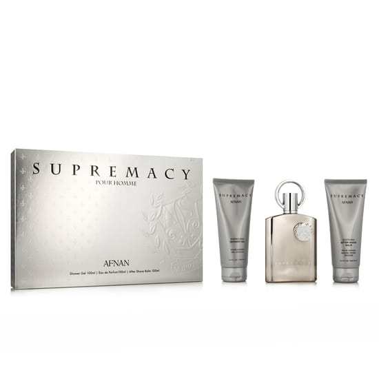 Afnan Supremacy Silver EDP gift set with three 100 ml products