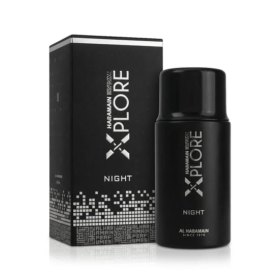 Al Haramain Xplore Night EDP uniseksinių kvepalų flakonas