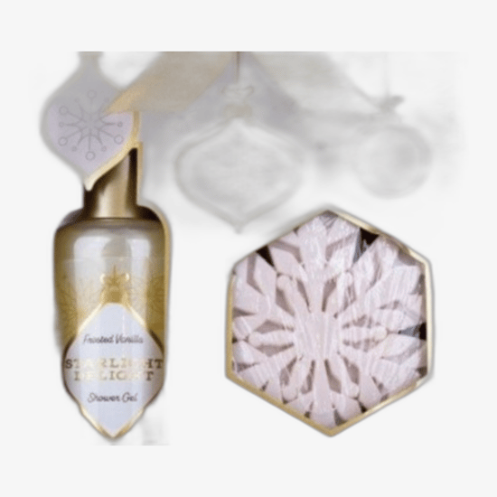 Accentra Winter Magic Frosted Vanilla Bath Set for a winter bath routine