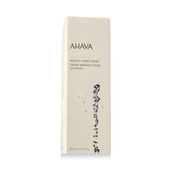 Ahava Deadsea Water Mineral rankų kremas produkto pakuotės nuotraukoje