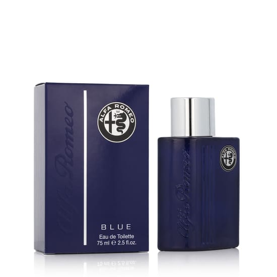 Alfa Romeo Blue EDT unisex fragrance bottle with a fresh, woody scent profile