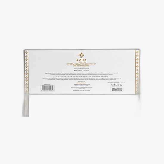 Azha Perfumes Butterfly Nebula Men kvepalų rinkinio pakuotė