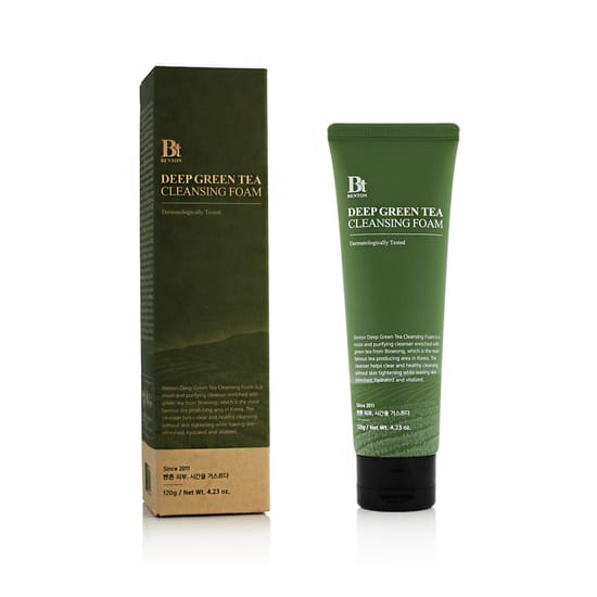 Benton Deep Green Tea Cleansing Foam shown as a facial cleansing product