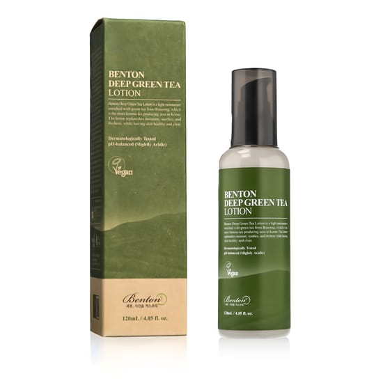 Benton Deep Green Tea Lotion shown as a body lotion product