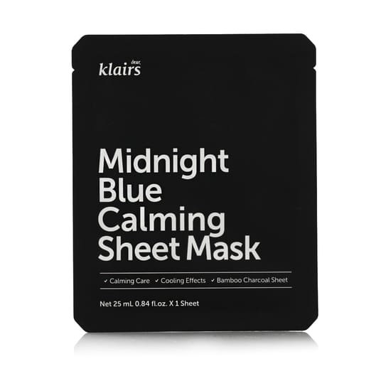 Dear, Klairs Midnight Blue Calming Sheet Mask for facial skincare
