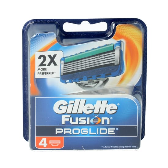Gillette Fusion ProGlide replacement razor blades in a four-piece pack