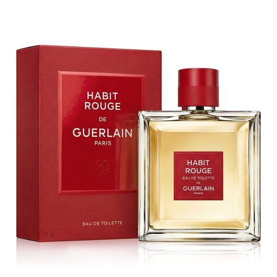 Guerlain Habit Rouge EDT perfume bottle shown in a product image