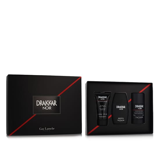 Guy Laroche Drakkar Noir fragrance gift set with EDT, deodorant spray and shower gel