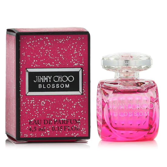 Jimmy Choo Blossom EDP Miniature shown as a floral perfume bottle