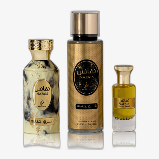Khadlaj Nafais Sharq EDP 100 ml + Perfumed Oil 24 ml + Bodyspray 250 ml