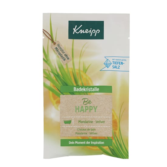Kneipp Be Happy mineralinė vonios druska su mandarino ir vetiverijos aromatu
