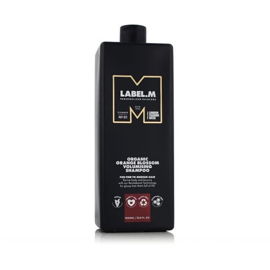 Label.m Organic Orange Blossom tūrinio šampūno pakuotė plaukų priežiūrai