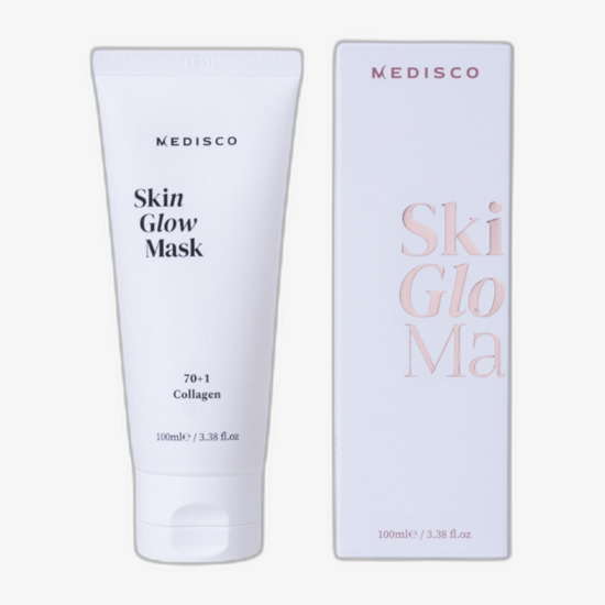 Medisco Skin Glow Mask veido kaukė ir jos pažeista dėžutė