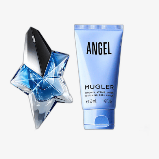 Mugler Angel EDP kvepalų rinkinys: 50 ml kvapas, miniatiūra ir kūno losjonas