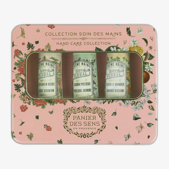Комплект Panier des Sens Rose Géranium: крем для рук, гель для душа, лосьон и косметичка