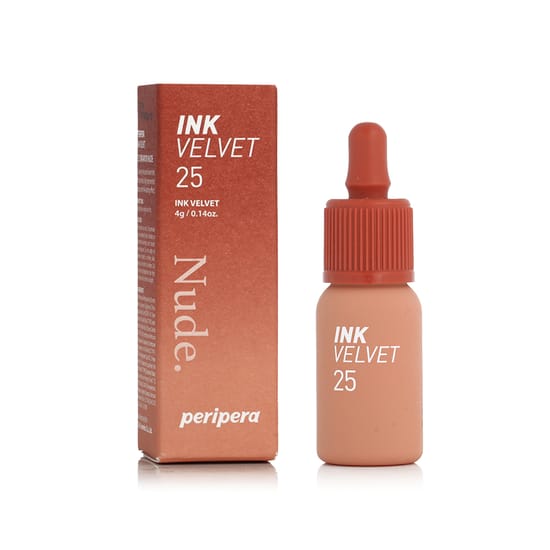 Peripera Ink Velvet 25 Cinnamon Nude skysti lūpų dažai pakuotėje