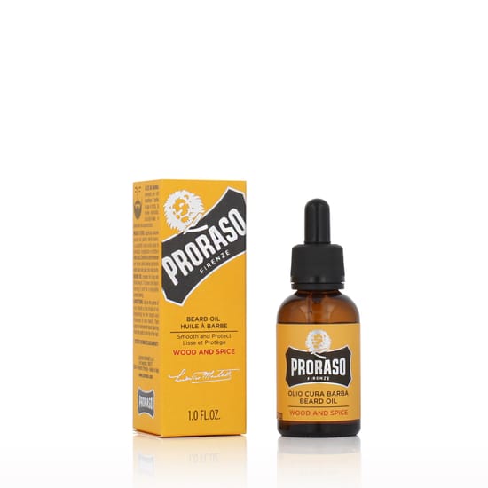Proraso Wood and Spice Beard Oil bottle for beard grooming